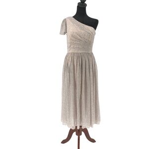 Mikael Aghal Womens One Shoulder Floral Midi Dress White Size 6 91C1704Y-26